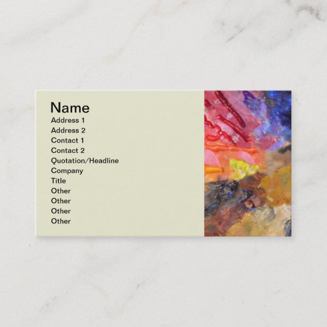 Carte De Visite Peinture colorée de la palette du peintre artiste (Devant)