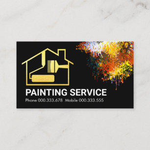 Carte De Visite Peinture colorée Splatter Gold Accueil Peinture de