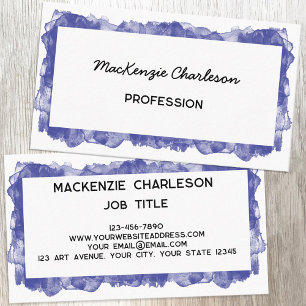 Carte De Visite Peinture d'aquarelle simple Bleu