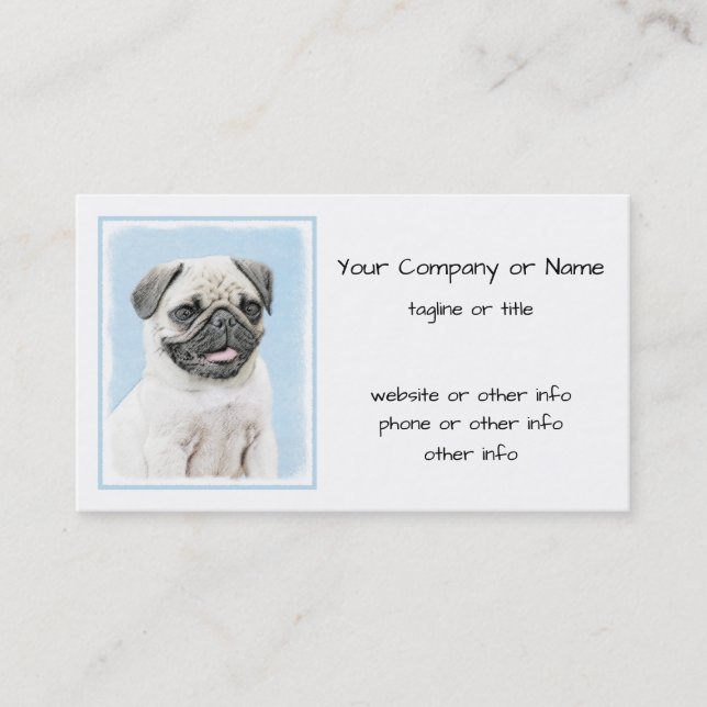 Carte De Visite Peinture de carlin - Joli art original de chien (Devant)