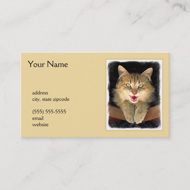 Carte De Visite Peinture de chat Mad - Cute Original Cat Art (Devant)