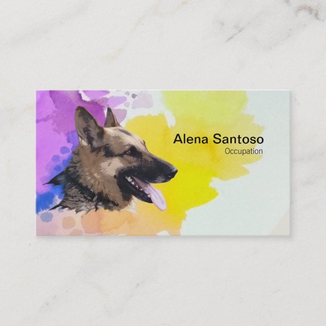 Carte De Visite Peinture de chien berger allemand (Devant)