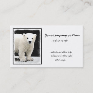 Carte De Visite Peinture de CUB d'ours blanc - art original de
