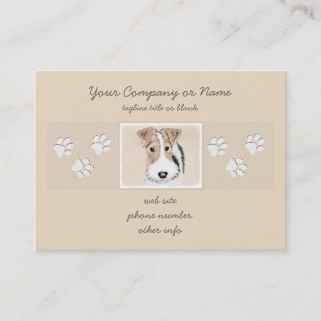 Carte De Visite Peinture de Fox Terrier de fil - art original (Devant)