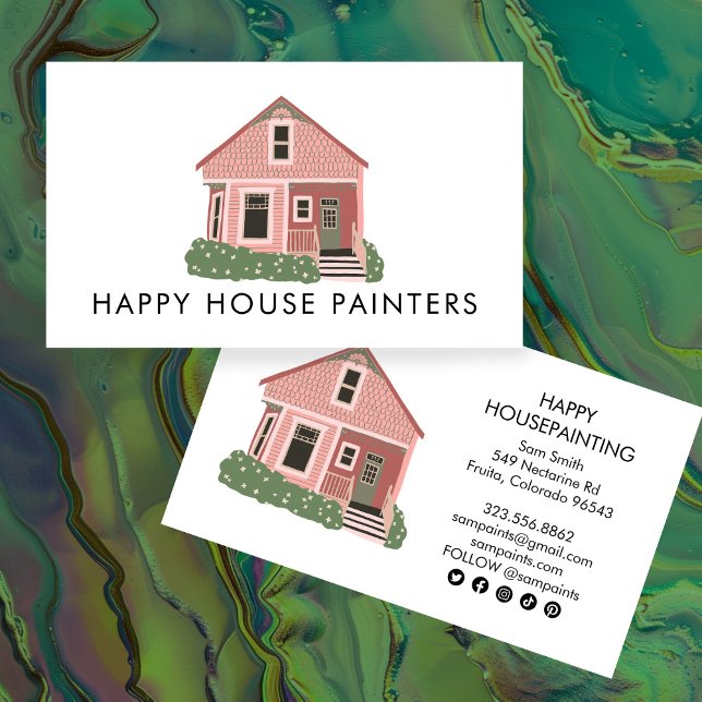 Carte De Visite Peinture de la maison Handyman Construction Icônes (House Painting Handyman Construction Social Icons Business Card
)