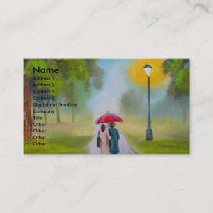 CARTE DE VISITE PEINTURE DE PARAPLUIE DE COUPLES DE JOUR PLUVIEUX