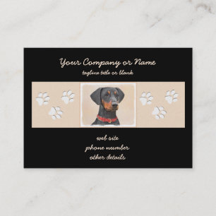 Carte De Visite Peinture de Pinscher Allemand Art Animal Original