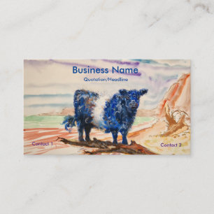 Carte De Visite Peinture de plage de vaches de vache Belted Gallow