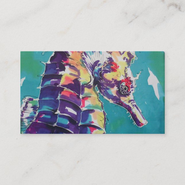 Carte De Visite Peinture de soie du Sea Horse (Devant)
