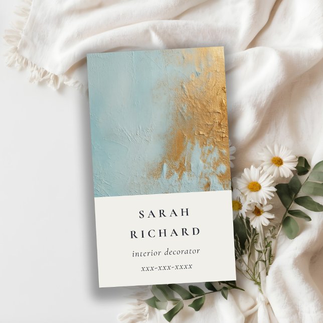 Carte De Visite Peinture d'huile d'or bleu classique (Créateur téléchargé)