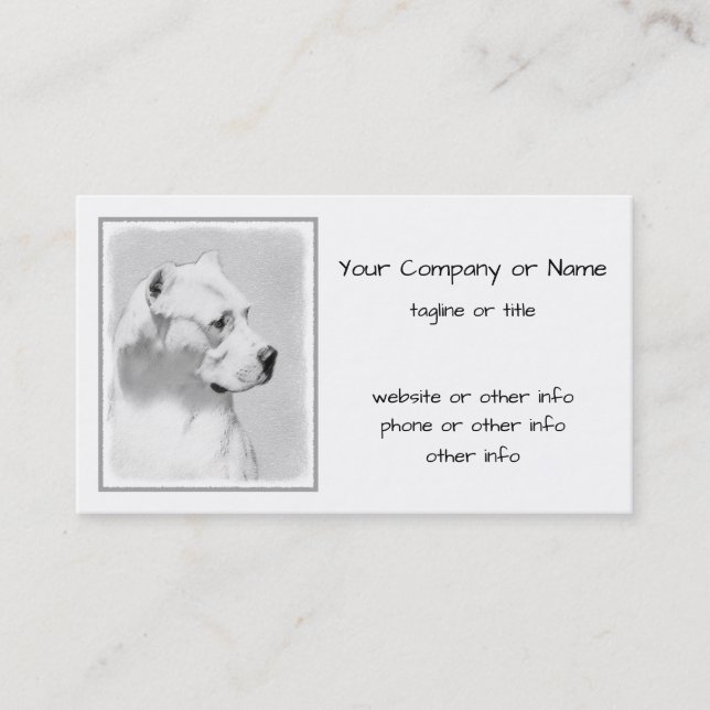 Carte De Visite Peinture Dogo Argentino - L'art original du chien (Devant)