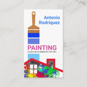 Carte De Visite Peinture en pinceau Peinture bleue sur Graffiti