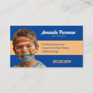 Carte De Visite Peinture faciale simple orange et bleue