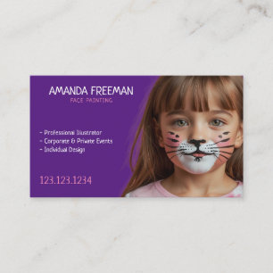 Carte De Visite Peinture faciale simple rose et violet pour enfant