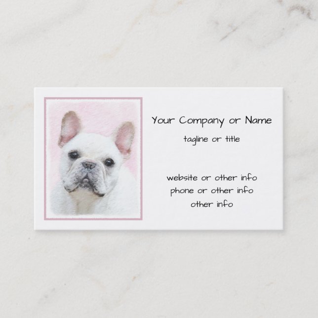 Carte De Visite Peinture française de Bulldog (Crème/Blanc) - Art  (Devant)