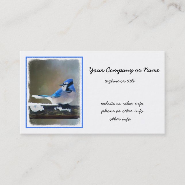 Carte De Visite Peinture Jay Bleu - Art Oiseau Original (Devant)