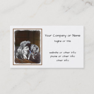 Carte De Visite Peinture Keeshond Playtime - Jolie art original ch