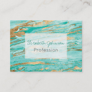 Carte De Visite Peinture Liquide Mint Or Abstrait en Marbre