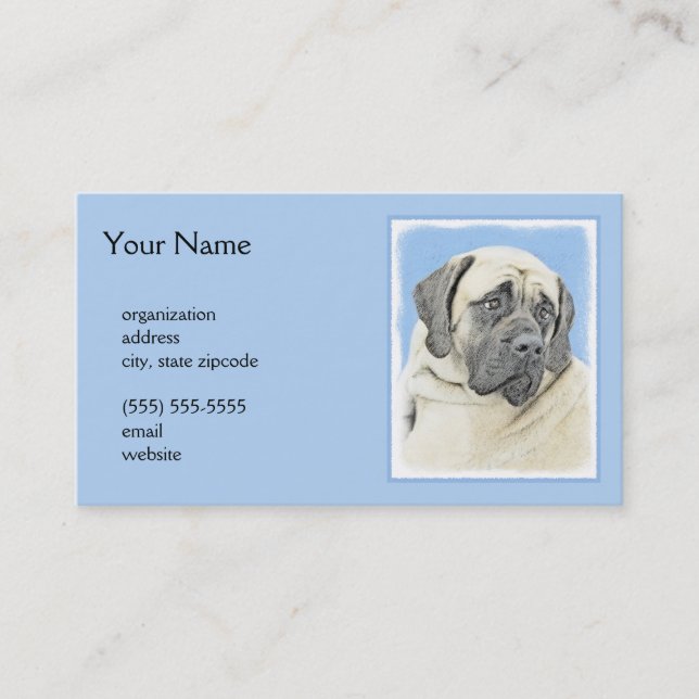 Carte De Visite Peinture Mastiff (Fawn) anglaise - Art Chien origi (Devant)