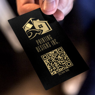 Carte De Visite Peinture moderne noire Code QR