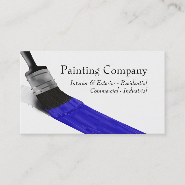 Carte De Visite Peinture Peintre Service Société Pinceau Bleu (Devant)