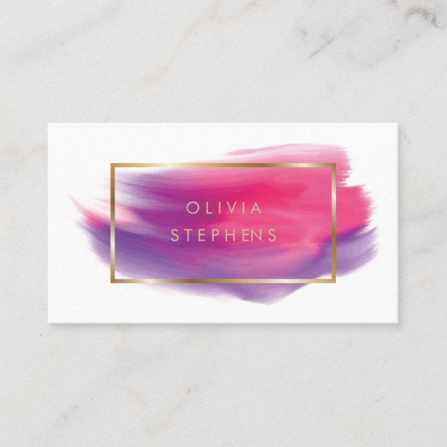 Carte De Visite Peinture rose doux Lilac Paint Stroke beauté (Devant)