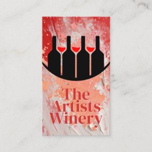 Carte De Visite Peinture Rouge Blanc Logo Bouteilles de Vin