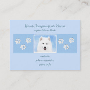 Carte De Visite Peinture Samoyed Puppy - Jolie Art Original Chien