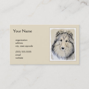Carte De Visite Peinture Shetland Sheepdog - Jolie art original ch