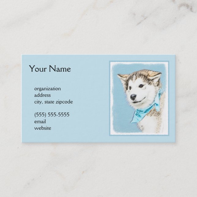 Carte De Visite Peinture Sibérienne Husky Puppy - Art Chien origin (Devant)