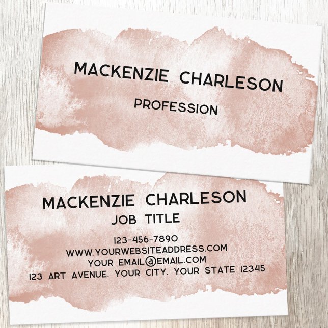 Carte De Visite Peinture simple à l'aquarelle Brusch Terracotta (Simple watercolor paint brushstroke custom text business card)