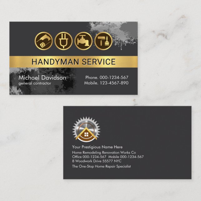 Carte De Visite Peinture sur couches grises (Devant / Derrière)