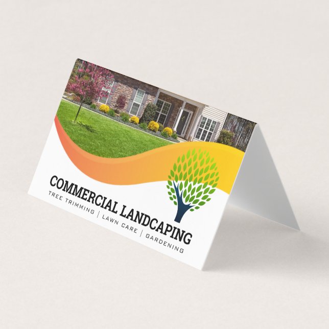 Carte De Visite Pelouse avant | Logo de l'arbre | Paysage (Devant)