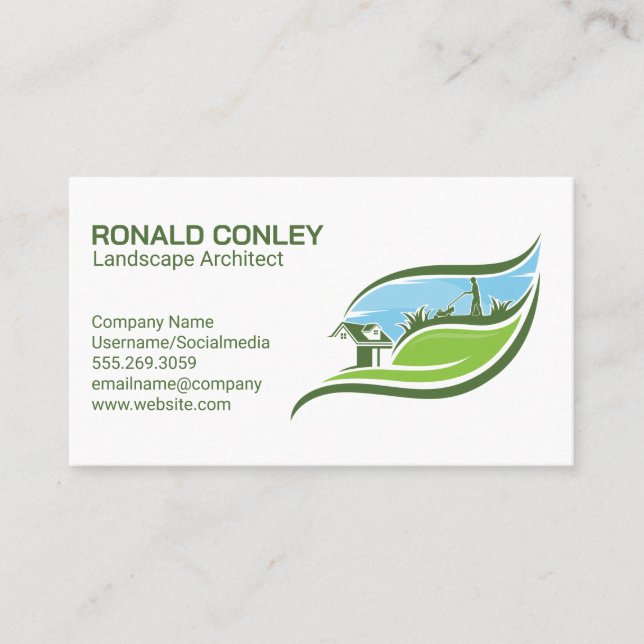 Carte De Visite Pelouse de coupe de paysage | Services de jardin (Devant)