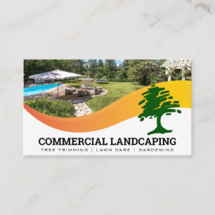 Carte De Visite Pelouse jardin   Logo de l'arbre   Paysage
