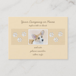 Carte De Visite Pembroke Welsh Corgi Peinture - Chien d'art origin