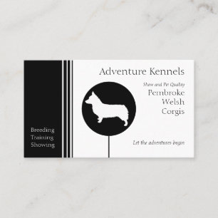 Carte De Visite Pembroke Welsh Corgi Silhouette moderne Noir Blanc