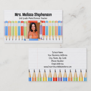 Carte De Visite Pencils Photo Professeur Tutorer l'éducation scola