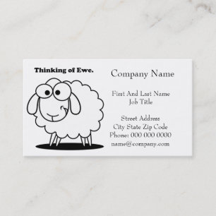 Carte De Visite Penser à l'agneau d'Ewe Mouton mignon dessin