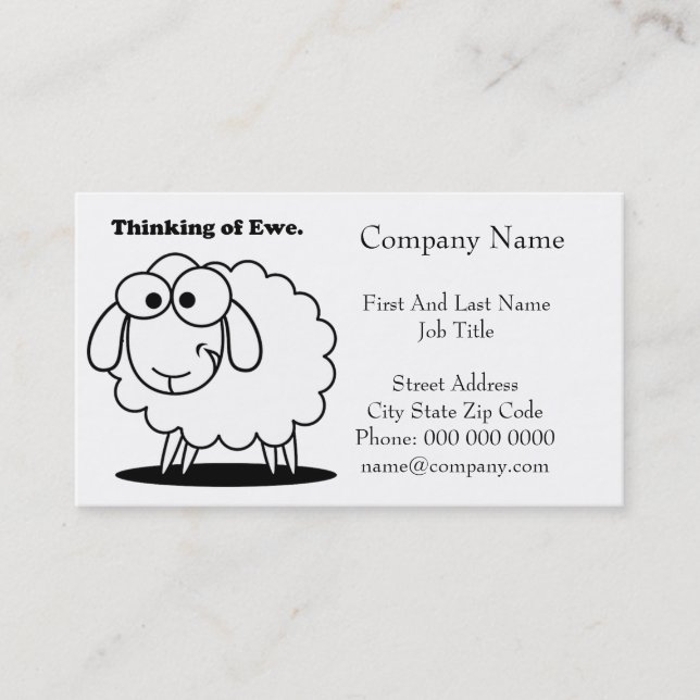 Carte De Visite Penser à l'agneau d'Ewe Mouton mignon dessin (Devant)