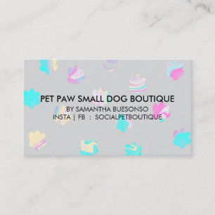 Carte De Visite Pension pour chiens aux pattes pastel aquarelle to