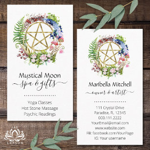 Carte De Visite Pentacle Nature Fleurs de couronne Boho