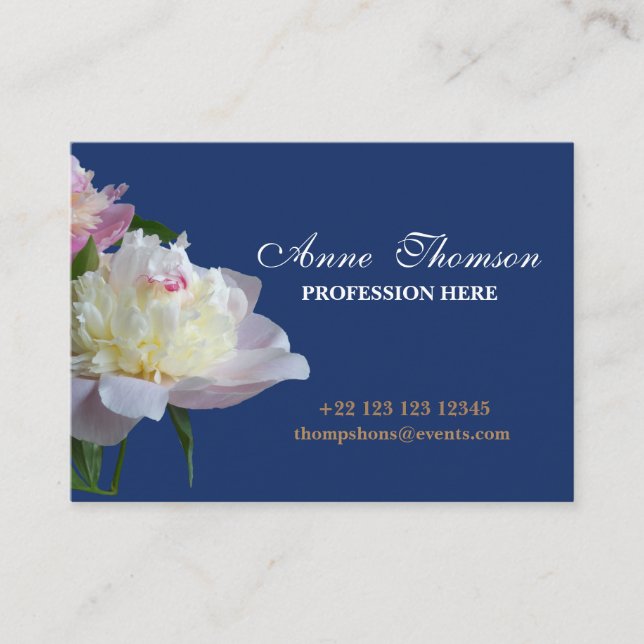 Carte De Visite Peonies Floral Professionnel Business Card (Devant)