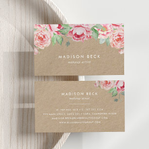 Carte De Visite Peony rose pâle Kraft