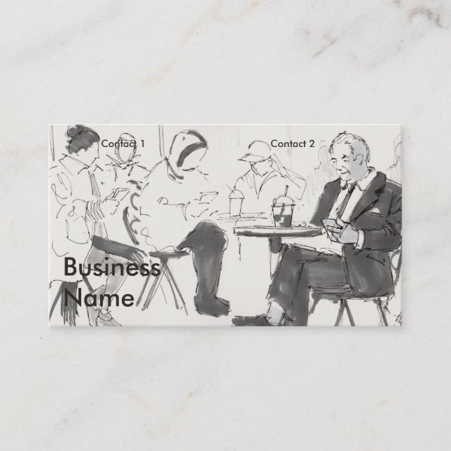 Carte De Visite People in cafe using cell phones drawing (Devant)