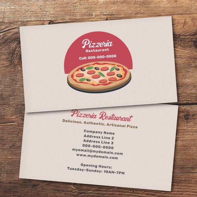 Carte De Visite Pepperoni Pizza - Restaurant Pizzeria (Pepperoni Pizza - Pizzeria Restaurant Business Card)