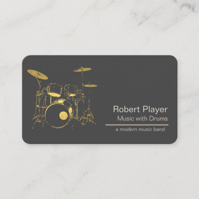 Carte De Visite Percussionniste batteur avec Drummer Set Music Eve (Devant)