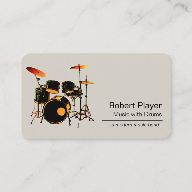 Carte De Visite Percussionniste batteur avec Drummer Set Music Eve (Devant)