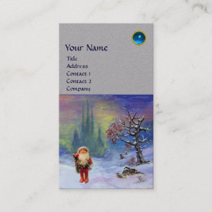 Carte De Visite PÈRE NOËL DES GNOMES MONOGRAM Blue Sapphire Grey