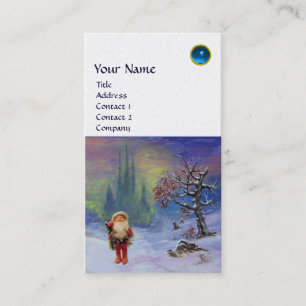 Carte De Visite PÈRE NOËL DES GNOMES MONOGRAM Blue Sapphire Pearl